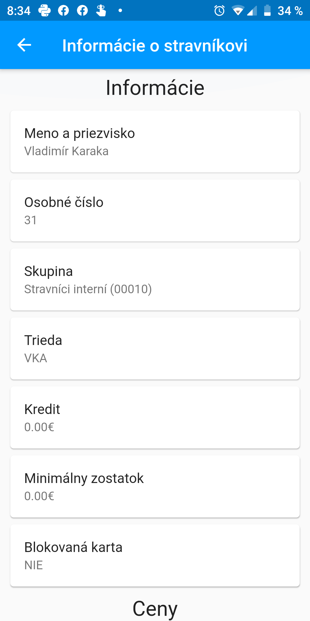 Profil stravníka